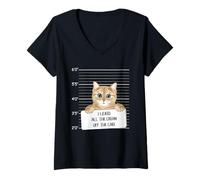 Mujer Arte humorístico con Forma de Gato, Foto policial, Pastel, Crimen I lamido, Crema, Gatito Camiseta Cuello V