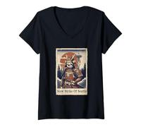 Mujer Arte Japonés Ukiyo-e Seattle Perezoso Divertido Fresco Camiseta Cuello V