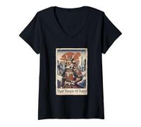 Mujer Arte Japonés Ukiyo-e Tokyo Tiger Camiseta Cuello V