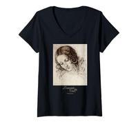 Mujer Arte Leonardo da Vinci Dibujo Pintura Museo Renacimiento Camiseta Cuello V