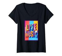 Mujer Arte Musical en Vivo Camiseta Cuello V