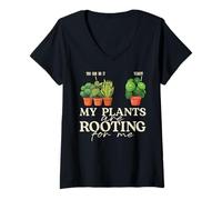 Mujer Arte para Amantes de Las Plantas Mis Plantas me están enraizando Camiseta Cuello V