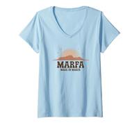 Mujer Arte retro del desierto de Texas al atardecer en Marfa Texas Camiseta Cuello V