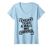 Mujer Arte Retro Envejecido de Every Tear A Wall We Survived Camiseta Cuello V