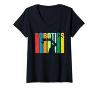 Mujer Arte robótico Retro para Hombres y Mujeres, Amantes de los Ingenieros de Robots Camiseta Cuello V