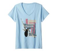 Mujer Arte Tipográfico de las Bagpipes del Mundo Camiseta Cuello V