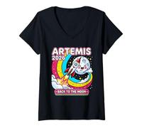 Mujer Artemis II 2026 Cute Design for Kids Launch Back to The Moon Camiseta Cuello V