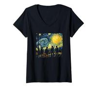 Mujer Artemis Space Astronaut Space Suit Starry Night Graphic Art Camiseta Cuello V