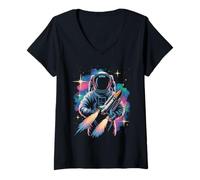 Mujer Artemis Space Shuttle Astronaut Space Suit Launch System Camiseta Cuello V