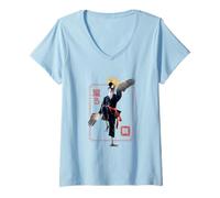 Mujer Artes Marciales Grulla Kick Pose Bird Warrior Kung Fu Camiseta Cuello V