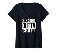 Mujer Artesanía Recta de Salida Camiseta Cuello V