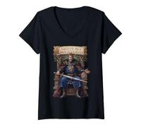 Mujer Arthur Rex Britannorum Rey Arturo Trono Gráfico Camiseta Cuello V