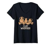 Mujer Artista de cerámica Clay Whisperer Pottery Camiseta Cuello V