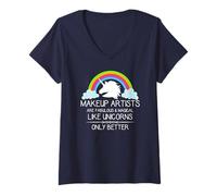 Mujer Artista de Maquillaje: los Artistas de Maquillaje Son como Unicornios Divertidos Camiseta Cuello V