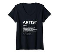 Mujer Artista Diccionario Definición Amante del Arte Artista Creativo Camiseta Cuello V