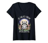 Mujer As Far as I Know I'm Delightful Raccoon Camiseta Cuello V