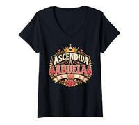 Mujer Ascendida A Abuela Crown Roses Cita Gráfica Abuela Española Camiseta Cuello V