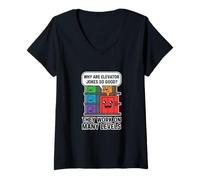 Mujer Ascensor Chistes Trabajar En Muchos Niveles Divertido Juego de Palabras Papá Broma Humor Camiseta Cuello V