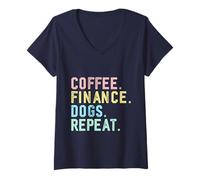 Mujer Asesor financiero de Funny Finance and Business Coffee Dogs Camiseta Cuello V