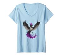 Mujer Asexual Phoenix Bird Ace Pride Flag Rising From Ashes Camiseta Cuello V