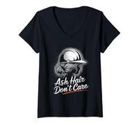Mujer Ash Hair Don't Care Wildland Bombero Camiseta Cuello V