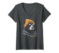 Mujer Asheville Bear WNC Hippie AVL Arte de montaña de Carolina del Norte Camiseta Cuello V
