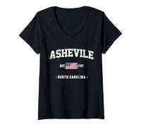 Mujer Asheville North Carolina Camisa, Asheville Souvenir Camiseta Cuello V