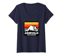 Mujer Asheville North Carolina Esquí Snowboard Viaje Familiar Camiseta Cuello V