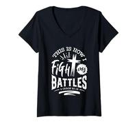 Mujer Así es como Lucho mis batallas 2 Chron 20 15 Camiseta Cuello V