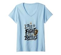 Mujer Así es como Lucho mis batallas Armadura Cristiana de Dios Camiseta Cuello V