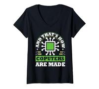 Mujer Así es como se hacen las computadoras Fun Software Hardware Engineer Camiseta Cuello V