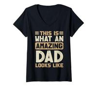 Mujer Así es como se ve papá increíble Día del Padre Papa Camiseta Cuello V