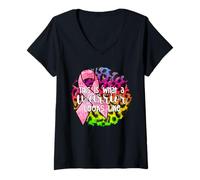 Mujer Así es como se ve un Guerrero Cáncer de Mama de Cinta Rosa Camiseta Cuello V