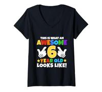 Mujer Así es como se ve un increíble niño de 6 años de Edad Sexto cumpleaños Camiseta Cuello V