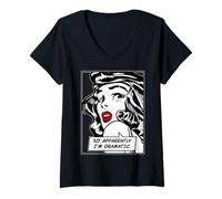 Mujer Así Que aparentemente Soy una Chica dramática del Pop Art Vintage, Cita Divertida Camiseta Cuello V