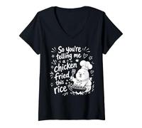 Mujer Así Que me estás Diciendo un Pollo Frito Este arroz Camiseta Cuello V