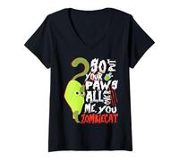 Mujer Así Que, pon Tus Patas sobre mí, Gato Zombi Camiseta Cuello V