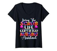 Mujer Asistente de enfermería Certificado Living The Scrubs Life | CNA Camiseta Cuello V
