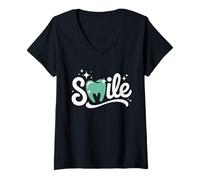 Mujer Asistente Dental Odontología Dental Smile Tooth | Higienista Dentista Camiseta Cuello V
