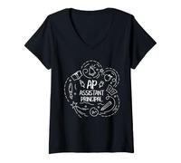 Mujer Asistente Director de la Escuela Liderazgo Ap Estilo Educador Camiseta Cuello V