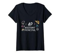 Mujer Asistente Director de la Escuela Liderazgo Ap Estilo Educador Camiseta Cuello V