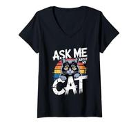 Mujer Ask Me About My Cat Camiseta Cuello V