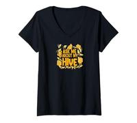 Mujer Ask Me About My Hive Funny Beekeeper Honey Bee Lover Camiseta Cuello V