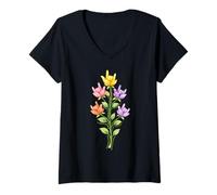 Mujer ASL I Love You Flower Hands Signs Floristería Jardinería Camiseta Cuello V