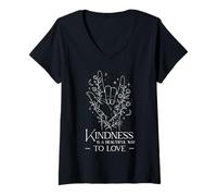 Mujer ASL I Love You Symbol Kindness Love Cita Lenguaje de señas Camiseta Cuello V