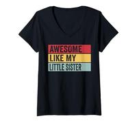 Mujer Asombroso como mi Hermana pequeña, Divertido, Vintage, Envejecido Camiseta Cuello V