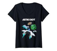 Mujer Astro BOT Controller and Console Rescue Mission Video Game Camiseta Cuello V