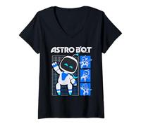 Mujer Astro BOT Pose Grid Collage with Logo Video Game Camiseta Cuello V