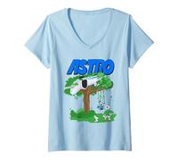 Mujer Astro BOT Tree Crash with Bunnies Fun Video Game Camiseta Cuello V
