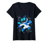 Mujer Astrobot PlayStation's Astro BOT Fighting Enemies In Space Camiseta Cuello V